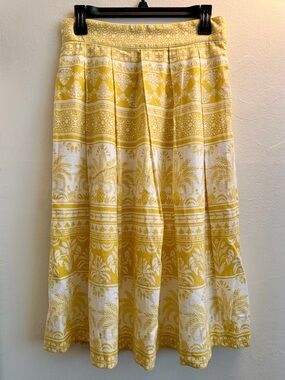 Ann Taylor Yellow Botanical Pleated A-Line Skirt size 4P